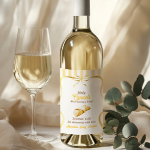 Étiquette Pour Bouteilles De Vin Cannoli Favoris pour Baby Shower avec un Ruban Jau
