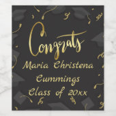 Étiquette Pour Bouteilles De Vin Cap & Confetti Graduation Congrats (Étiquettes simples)