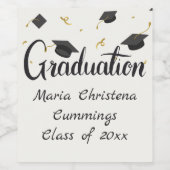 Étiquette Pour Bouteilles De Vin Cap & Confetti Graduation White (Étiquettes simples)