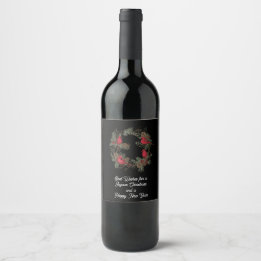 Étiquette Pour Bouteilles De Vin Cardinal de Noël rouge et couronne