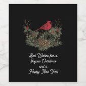 Étiquette Pour Bouteilles De Vin Cardinal de Noël rouge et couronne (Étiquettes simples)