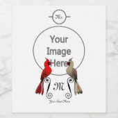 Étiquette Pour Bouteilles De Vin Cardinal rouge SongBird (Étiquettes simples)