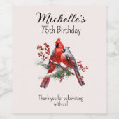 Étiquette Pour Bouteilles De Vin Cardinaux rouges 75e anniversaire Merci (Étiquettes simples)