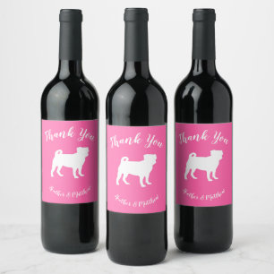 Étiquette Pour Bouteilles De Vin Carlin chien Baby shower rose chiot fille