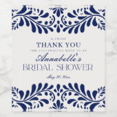 Étiquette Pour Bouteilles De Vin Carrelage de Talavera Bleu Fête de Mariage Thème d (Étiquettes simples)