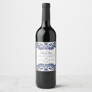 Étiquette Pour Bouteilles De Vin Carrelage Talavera bleu Espagne Mariage Fiesta