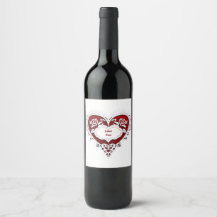 Étiquette Pour Bouteilles De Vin Carte à cœur en dentelle délicate