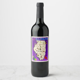 Étiquette Pour Bouteilles De Vin Carte ancienne de l'Illinois