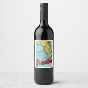 Étiquette Pour Bouteilles De Vin Carte de Floride