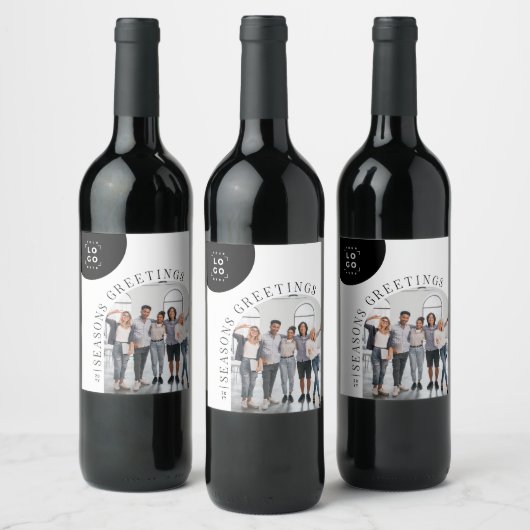 Étiquette Pour Bouteilles De Vin Carte de Noël de vacances de photo d'arche moderne (Bouteilles)