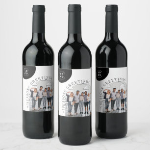 Étiquette Pour Bouteilles De Vin Carte de Noël pour entreprise avec photo d'archite