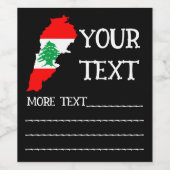 Étiquette Pour Bouteilles De Vin Carte du Liban avec drapeau (Étiquettes simples)