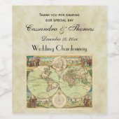 Étiquette Pour Bouteilles De Vin Carte du monde antique #4 (Étiquettes simples)