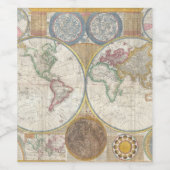 ÉTIQUETTE POUR BOUTEILLES DE VIN CARTE MONDIALE VINTAGE (Étiquettes simples)