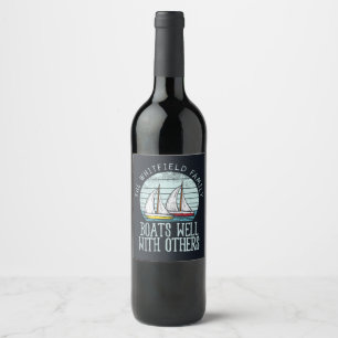 Étiquette Pour Bouteilles De Vin Carte nautique personnalisée Famille de plaisance