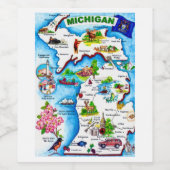 Étiquette Pour Bouteilles De Vin Carte postale du Michigan (Étiquettes simples)
