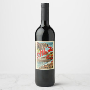 Étiquette Pour Bouteilles De Vin Carte postale époustouflante d'Atlantic City
