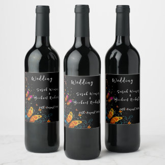 Étiquette Pour Bouteilles De Vin Carte postale Jardin aux papillons lunaires