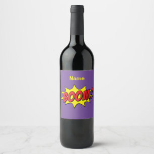 Étiquette Pour Bouteilles De Vin Cartoon Boom Thunder_Cove