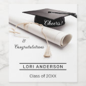 Étiquette Pour Bouteilles De Vin Casquette de grade simple Élégant Graduation (Étiquettes simples)