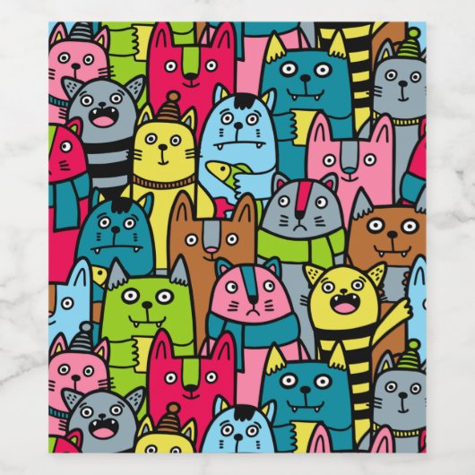 Étiquette Pour Bouteilles De Vin Cat et kitten (Étiquettes simples)