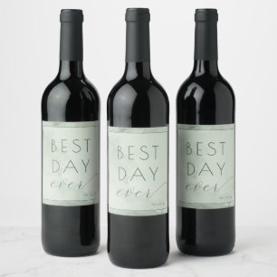 Étiquette Pour Bouteilles De Vin Célébration aquarelle verte joyeuse