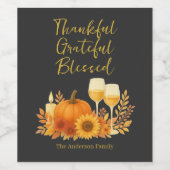 Étiquette Pour Bouteilles De Vin Célébration d'automne - Elégant Thanksgiving Gold (Étiquettes simples)