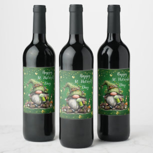 Étiquette Pour Bouteilles De Vin Célébration de Gnome de la Saint-Patrick Fantaisis