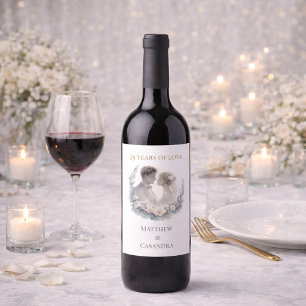Étiquette Pour Bouteilles De Vin Célébration de l'anniversaire de mariage de 25 ans