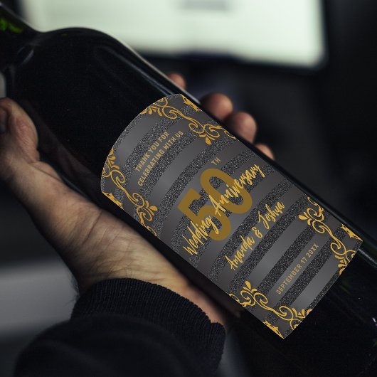 Étiquette Pour Bouteilles De Vin Célébration du 50e anniversaire du Mariage chic et