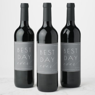 Étiquette Pour Bouteilles De Vin Célébration Minimaliste Grise Élégante