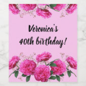 Étiquette Pour Bouteilles De Vin Célébration personnalisée de rose (Étiquettes simples)