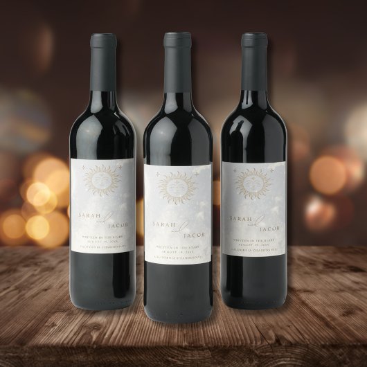 Étiquette Pour Bouteilles De Vin Céleste écrit dans les étoiles Mariage