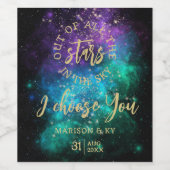 Étiquette Pour Bouteilles De Vin Céleste Nuit Sky Space Nebula Gold Star Mariage (Étiquettes simples)