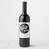 Étiquette Pour Bouteilles De Vin Cercle de Merci moderne noir (Devant)