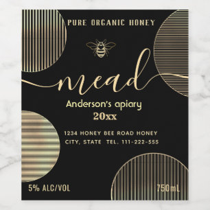 Étiquette Pour Bouteilles De Vin Cercles d'or moderne mee miel étiquette vin d'abei