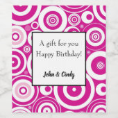 Étiquette Pour Bouteilles De Vin Cercles rétro concentrés rose et blanc (Étiquettes simples)