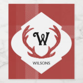 Étiquette Pour Bouteilles De Vin Cerf Antlers Rustique Monogramme minimal Bourgogne (Étiquettes simples)