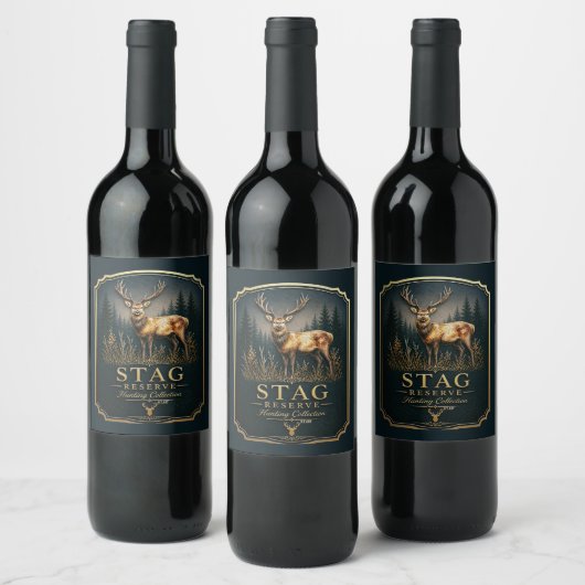 ÉTIQUETTE POUR BOUTEILLES DE VIN CERF – COLLECTION DE CHASSE  (Bouteilles)