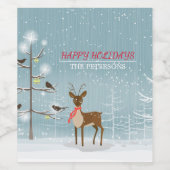 Étiquette Pour Bouteilles De Vin Cerf de Noël - Joyeuses fêtes (Étiquettes simples)