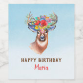 Étiquette Pour Bouteilles De Vin Cerf floral (Étiquettes simples)