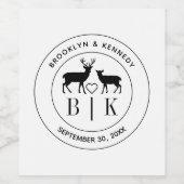 Étiquette Pour Bouteilles De Vin Cerf Monogramme Rustique Campagne Mariage Couple N (Étiquettes simples)