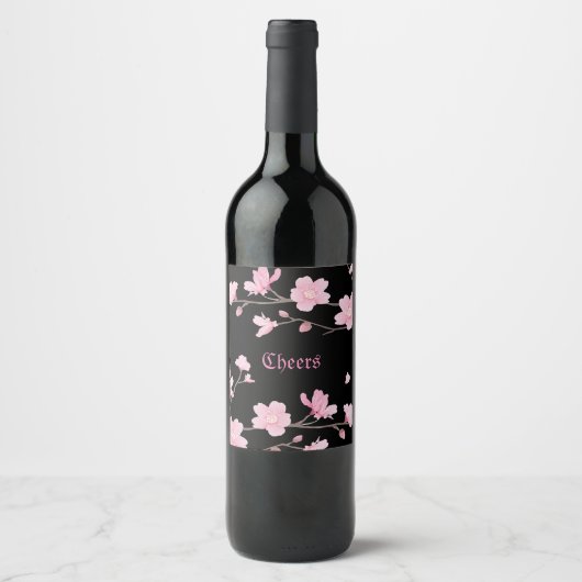 Étiquette Pour Bouteilles De Vin Cerise en fleurs - Sakura Étiquette de bouteilles  (Devant)