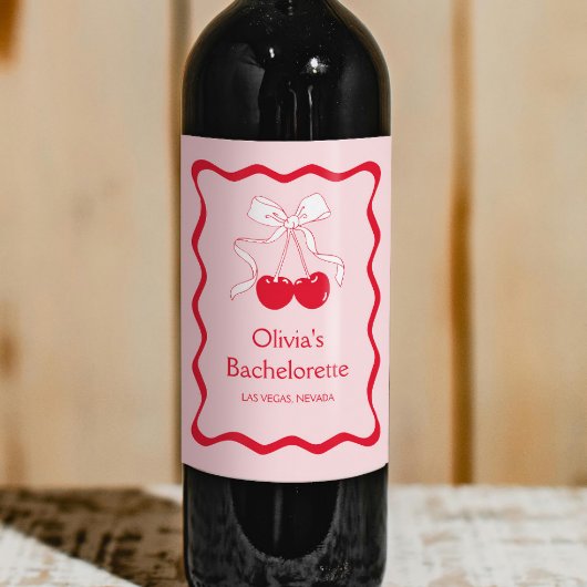 Étiquette Pour Bouteilles De Vin Cerise Sur Le Top Bachelorette
