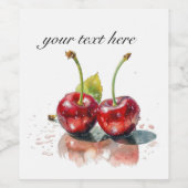 Étiquette Pour Bouteilles De Vin Cerises chéries en aquarelle, sur mesure (Étiquettes simples)