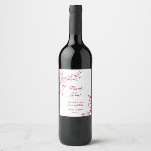Étiquette Pour Bouteilles De Vin Cerisier Fleur Rose Blanc Mariage Remerciements