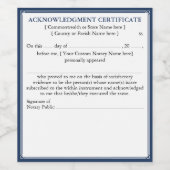 Étiquette Pour Bouteilles De Vin Certificat de reconnaissance de notaire Document 3 (Étiquettes simples)