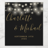 Étiquette Pour Bouteilles De Vin Chaîne Lights Signature Script Black Gold Mariage (Étiquettes simples)