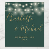 Étiquette Pour Bouteilles De Vin Chaîne Lights Signature Script Vert Mariage Or (Étiquettes simples)