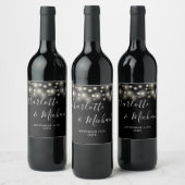 Étiquette Pour Bouteilles De Vin Chaîne Lumière Signature Script noir blanc Mariage (Bouteilles)